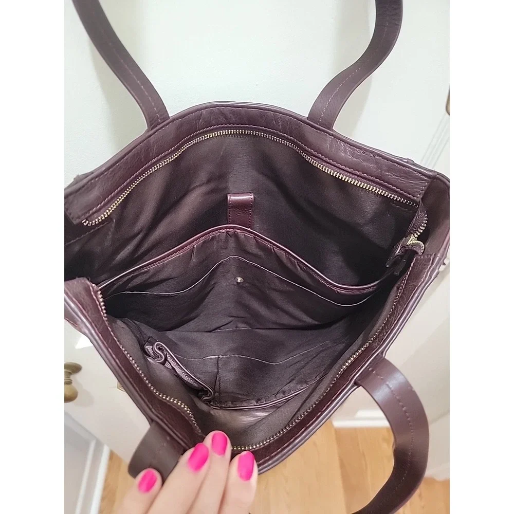 Authentic RACHEL ROY burgundy leather Medium laptop tote bag purse EUC
